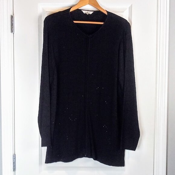 Exclusively Pat M. Black Embellished Zip Cardigan - Picture 1 of 6